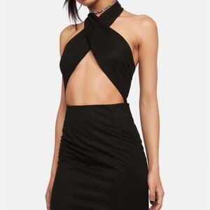 Pretty Garbage faux suede Halter Mini Dress